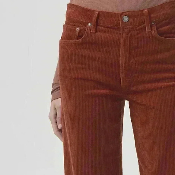 New AGOLDE Women Harper Straight Leg Corduroy Jeans Size 31 Color Saddle Brown - Picture 3 of 14